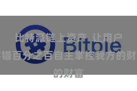 比特派链上资产 让用户不错百分之百自主掌控我方的财富